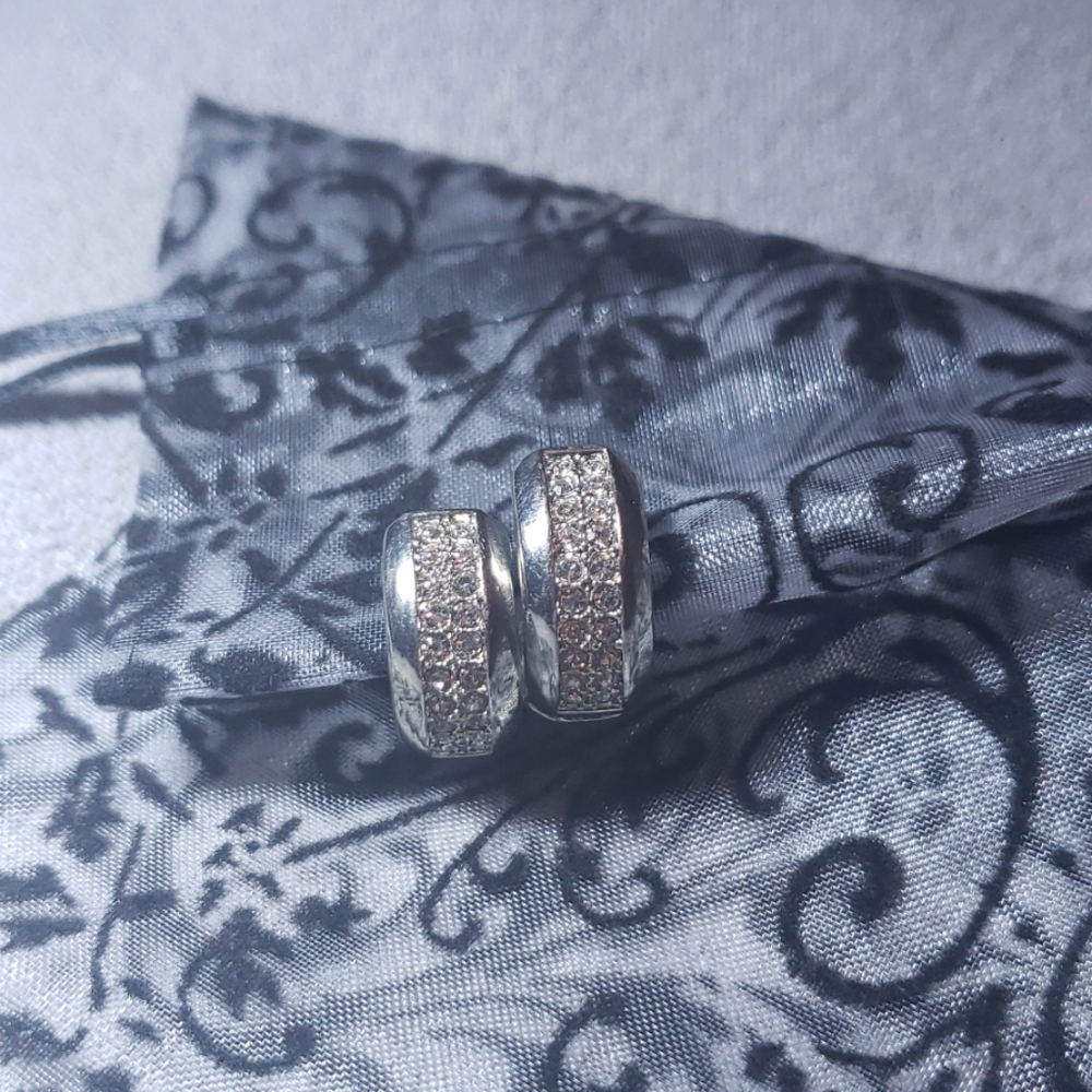 Silver and pave chunky hoops